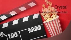  Presentation with red movie - Beautiful presentation theme featuring film festival - movie clapper and cup backdrop and a red colored foreground