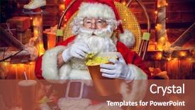  Presentation with happy new year - Slide deck with film festival - santa claus sitting on his background and a red colored foreground