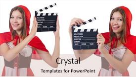  Presentation with marvel movie - Amazing theme having film festival - young woman waiter with movie backdrop and a soft green colored foreground