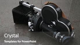  Presentation with vintage movie - PPT theme featuring film making - vintage movie camera background and a dark gray colored foreground