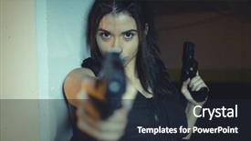  Presentation with army - Amazing slides having film noir - army brunette girl with gun backdrop and a wine colored foreground