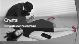  Presentation with film noir - Cool new slides with film noir - detective investigating the crime scene backdrop and a dark gray colored foreground