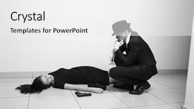  Presentation with film noir - PPT theme with film noir - detective investigating the crime scene background and a white colored foreground