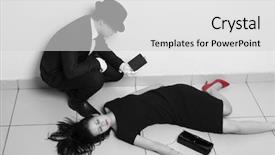  Presentation with film noir - Amazing PPT theme having film noir - detective investigating the crime scene backdrop and a light gray colored foreground