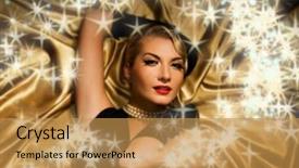  Presentation with retro - Amazing theme having film noir - lovely woman retro portrait backdrop and a gold colored foreground
