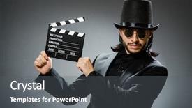  Presentation with black man - Audience pleasing theme consisting of film producer funny - vintage concept with man wearing backdrop and a gray colored foreground