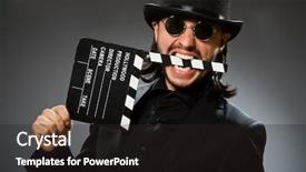  Presentation with black man - PPT layouts with film producer funny - vintage concept with man wearing background and a dark gray colored foreground