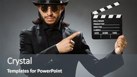  Presentation with top hat - Audience pleasing presentation theme consisting of film producer funny - vintage concept with man wearing backdrop and a gray colored foreground