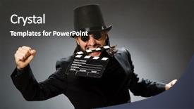  Presentation with black man - PPT theme featuring film producer funny - vintage concept with man wearing background and a dark gray colored foreground