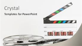  Presentation with camera film - Colorful theme enhanced with film-reel-and-camera-clapper backdrop and a white colored foreground