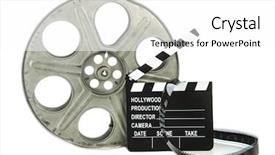  Presentation with movie reel - Cool new slide set with film reel on white background backdrop and a white colored foreground
