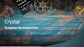 Presentation with film reels - Cool new presentation theme with film reels clapperboard and projector backdrop and a teal colored foreground