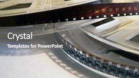  Presentation with film reels - Colorful PPT theme enhanced with film reels with film movie backdrop and a gray colored foreground