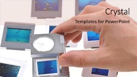  Presentation with slides - PPT theme enhanced with film review - white background studio image background and a coral colored foreground