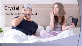  Presentation with virtual reality meeting - Slide set enhanced with film sex - wife and husband with virtual background and a  colored foreground