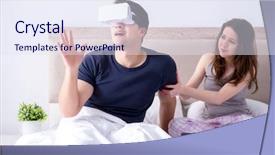  Presentation with virtual reality - PPT layouts featuring film sex - wife and husband with virtual background and a  colored foreground