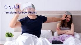  Presentation with virtual reality - PPT theme consisting of film sex - wife and husband with virtual background and a  colored foreground