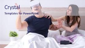  Presentation with virtual reality - Presentation design enhanced with film sex - wife and husband with virtual background and a  colored foreground