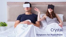  Presentation with artificial intelligence virtual reality - Presentation design with film sex - wife and husband with virtual background and a  colored foreground