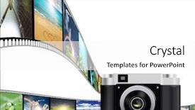  Presentation with film strip - Audience pleasing PPT theme consisting of film strip with the camera backdrop and a white colored foreground
