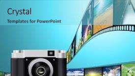  Presentation with camera film - Slide deck having film strip with the camera background and a arctic colored foreground