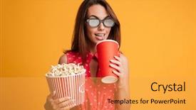  Presentation with eyeglasses - Slide deck featuring film while holding popcorn background and a yellow colored foreground