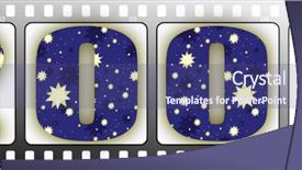  Presentation with film - PPT theme having film with the new year background and a violet colored foreground