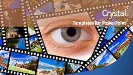  Presentation with film - Presentation with film with travel photos and eye - nature and architecture concept background and a coral colored foreground