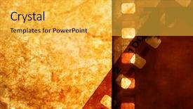  Presentation with film strip - Cool new presentation with films over grunge paper background backdrop and a yellow colored foreground