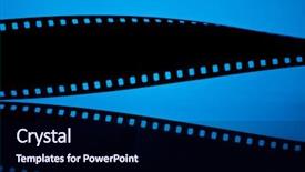  Presentation with movie - Slides enhanced with filmstrip on blue background background and a navy blue colored foreground