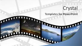  Presentation with white badminton shuttlecock - Colorful presentation design enhanced with filmstrip on the white backgrounds backdrop and a  colored foreground