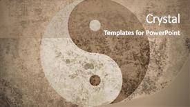  Presentation with grunge vintage music notes - Cool new presentation theme with filosofia - yinyang symbol on a grungy backdrop and a coral colored foreground