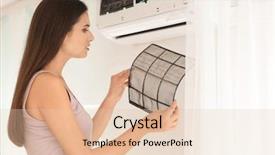  Presentation with conditioner - Audience pleasing presentation theme consisting of filter - young woman cleaning conditioner backdrop and a lemonade colored foreground