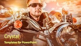  Presentation with man riding big bike motor - Cool new PPT theme with filter applied in post-production backdrop and a  colored foreground