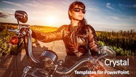  Presentation with motorcycle - Cool new PPT theme with filter applied in post-production backdrop and a tawny brown colored foreground