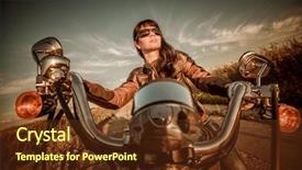  Presentation with scoopy motorcycle - Slide deck enhanced with filter applied in post-production background and a  colored foreground