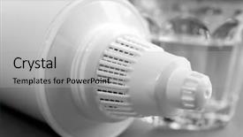  Presentation with water glass - Presentation having filter cartridge and a glass background and a light gray colored foreground