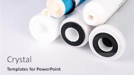  Presentation with reverse osmosis - Slide deck having filter-cartridges-for-water background and a white colored foreground