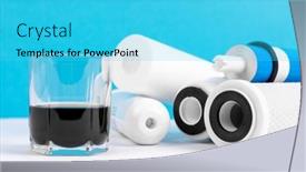  Presentation with reverse osmosis - Presentation with filter-cartridges-for-water background and a cyan colored foreground