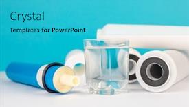  Presentation with reverse osmosis - PPT theme having filter-cartridges-for-water background and a cyan colored foreground