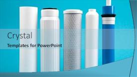  Presentation with reverse osmosis - PPT layouts enhanced with filter-cartridges-for-water background and a light blue colored foreground