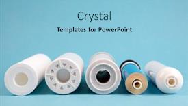  Presentation with reverse osmosis - Slide set featuring filter-cartridges-for-water background and a light blue colored foreground