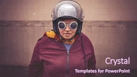  Presentation with vintage motorcycle - PPT theme enhanced with filter effect app or action background and a tawny brown colored foreground