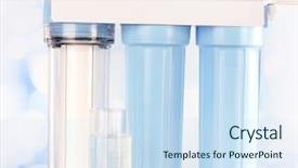  Presentation with water treatment - Presentation theme featuring filter system for water treatment background and a  colored foreground