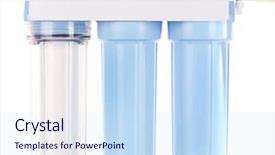  Presentation with water treatment - Presentation design having filter system for water treatment background and a sky blue colored foreground
