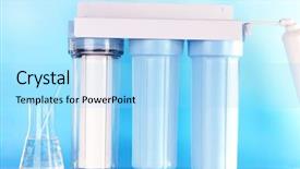  Presentation with water treatment - Beautiful PPT theme featuring filter system for water treatment backdrop and a arctic colored foreground