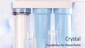  Presentation with water treatment - Presentation with filter system for water treatment background and a sky blue colored foreground