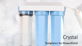  Presentation with water treatment - Slide set with filter system for water treatment background and a light blue colored foreground