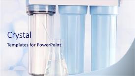  Presentation with water treatment - Colorful slide deck enhanced with filter system for water treatment backdrop and a sky blue colored foreground