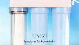  Presentation with water treatment - PPT theme consisting of filter system for water treatment background and a sky blue colored foreground